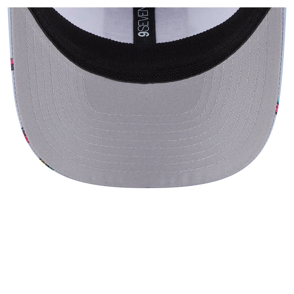 Men's New Era Light Blue/Gray Sacramento Kings Adventure Aloha Pattern 9SEVENTY Stretch-Snap Hat