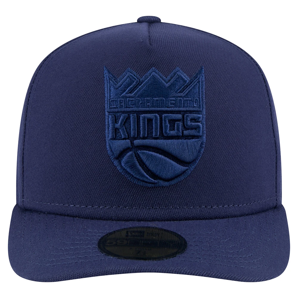 Men's New Era  Navy Sacramento Kings Colorpack A-Frame Pinch Front 59FIFTY Fitted Hat
