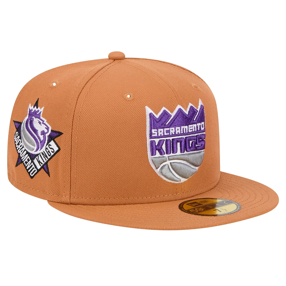 Men's New Era Tan Sacramento Kings Color Pack 59FIFTY Fitted Hat