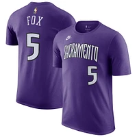 T-shirt Nike De'Aaron Fox pour homme, édition classique des Sacramento Kings, violet, avec nom et numéro