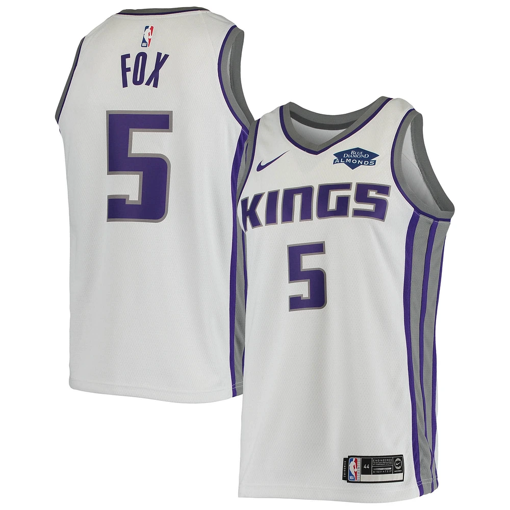 Maillot de joueur Nike De'Aaron Fox blanc Swingman des Sacramento Kings pour homme - Édition Association