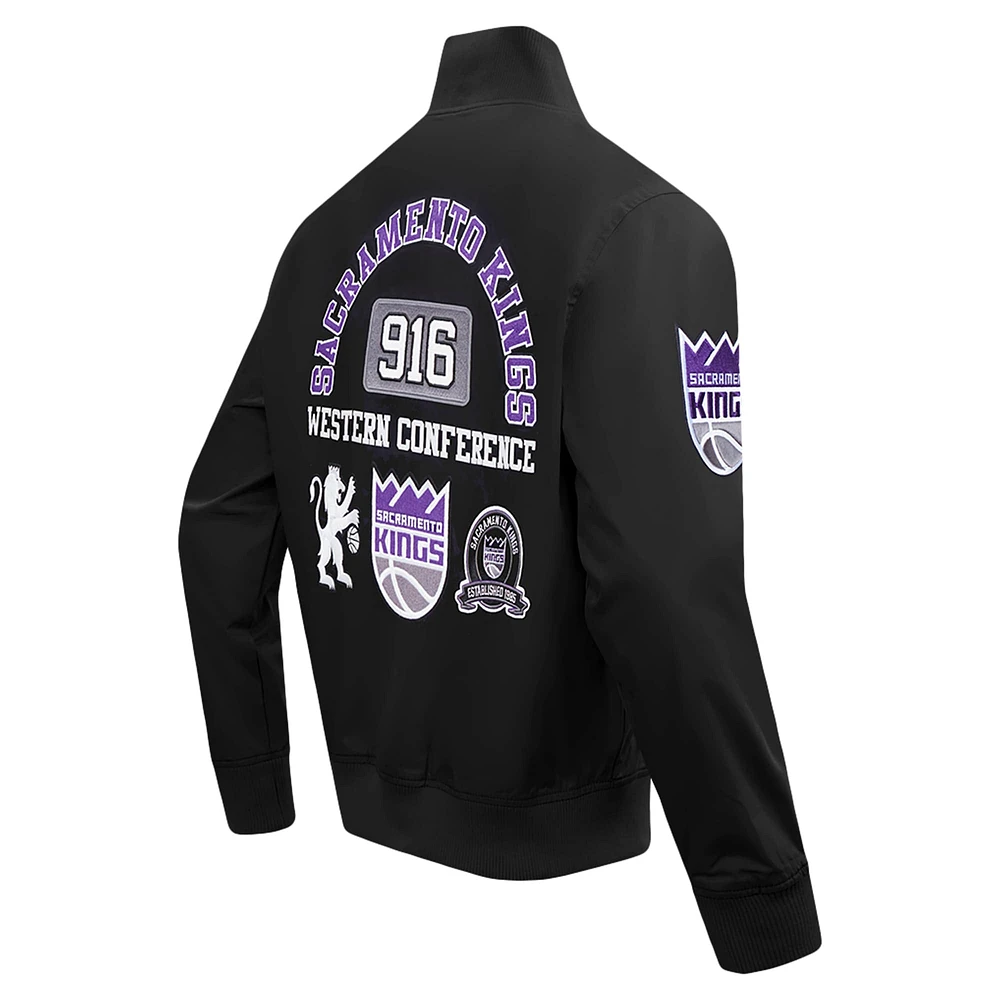 Veste zippée en sergé noir Pro Standard pour homme Sacramento Kings Area Code