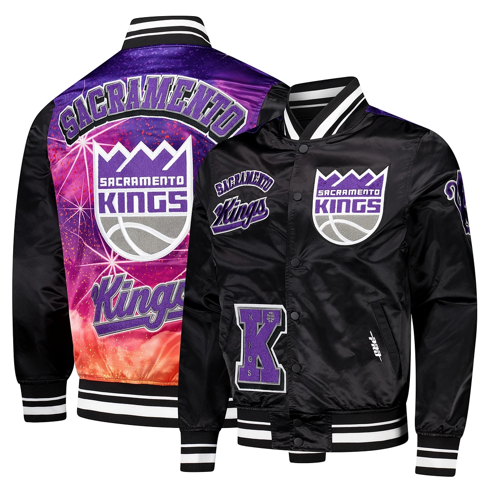 Veste à boutons-pression en satin sublimé Pro Standard noire Sacramento Kings pour homme