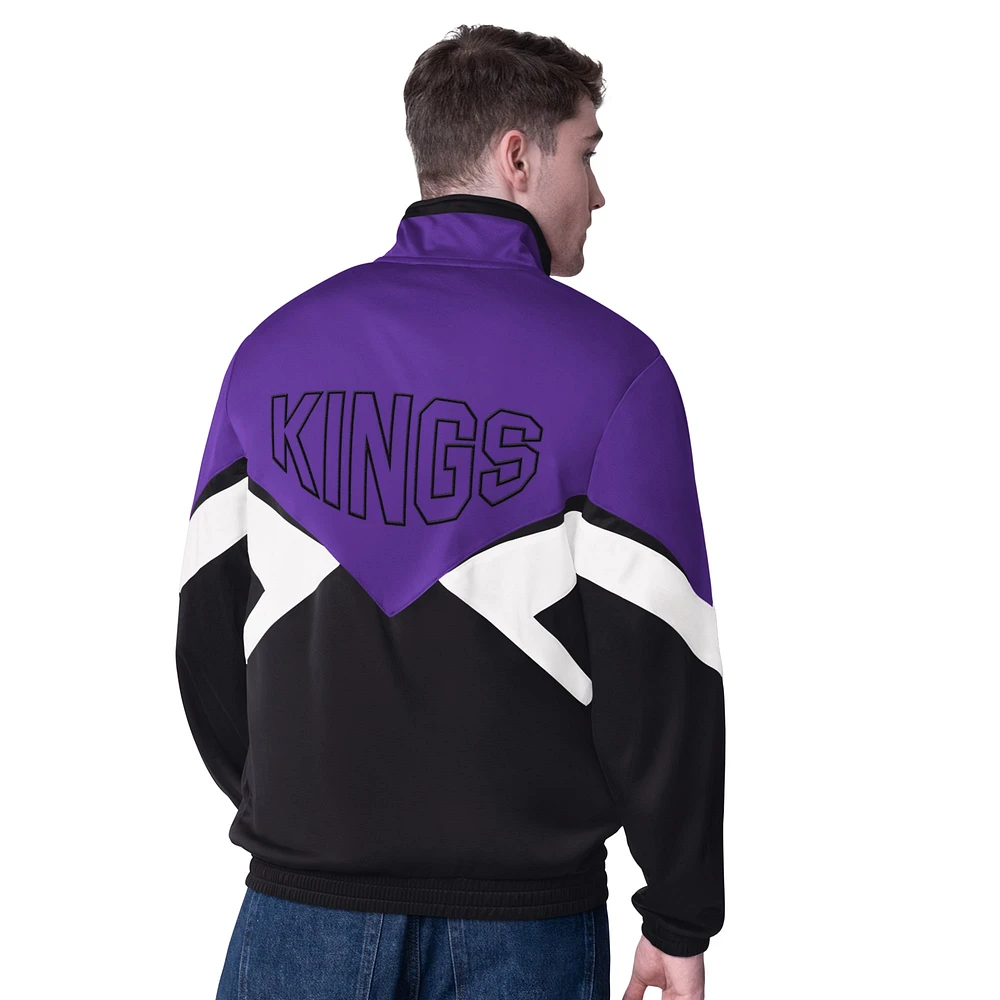 Men's Starter Purple/Black Sacramento Kings Rush Applique Full-Zip Track Jacket