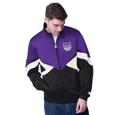 Men's Starter Purple/Black Sacramento Kings Rush Applique Full-Zip Track Jacket