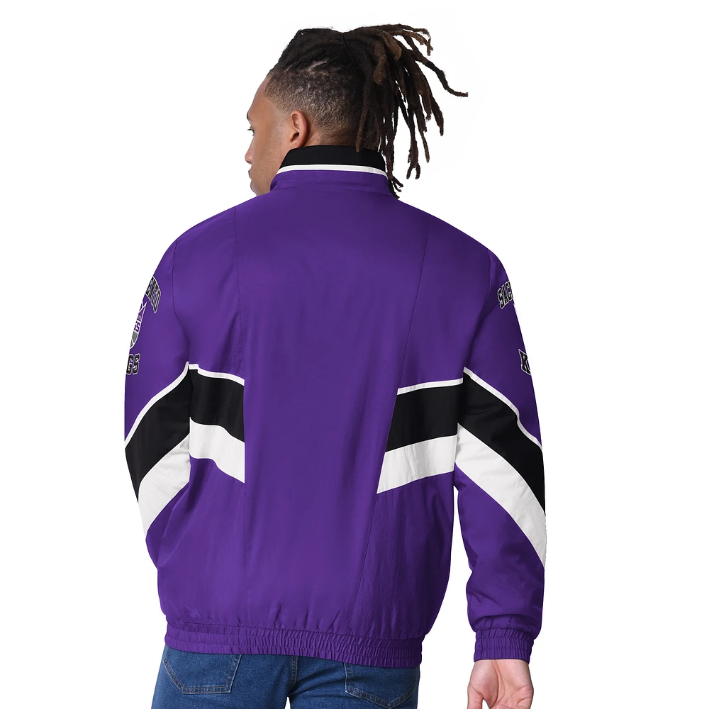 Men's Starter Purple Sacramento Kings Captain Oxford Full-Zip Jacket