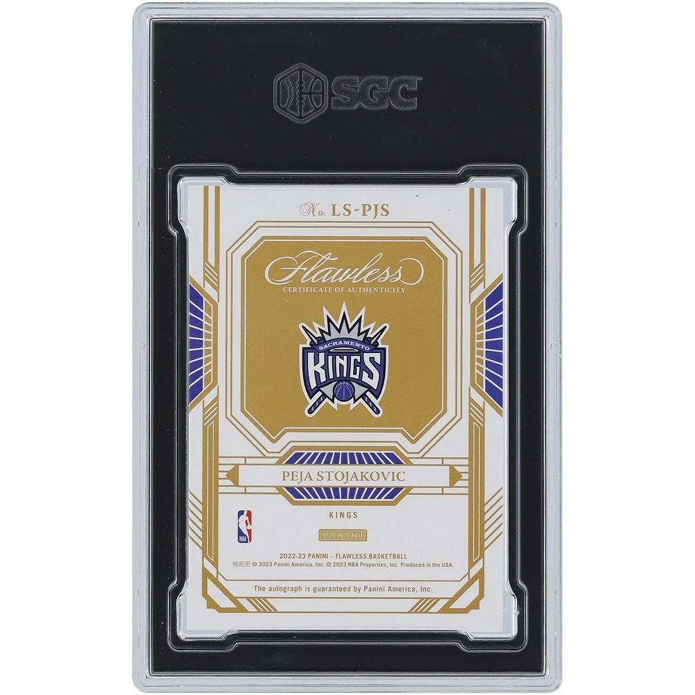 Carte Panini Flawless Legendary #LS-PJS #23/25 SGC authentifiée 9/10 signée Peja Stojakovic Sacramento Kings 2022-23