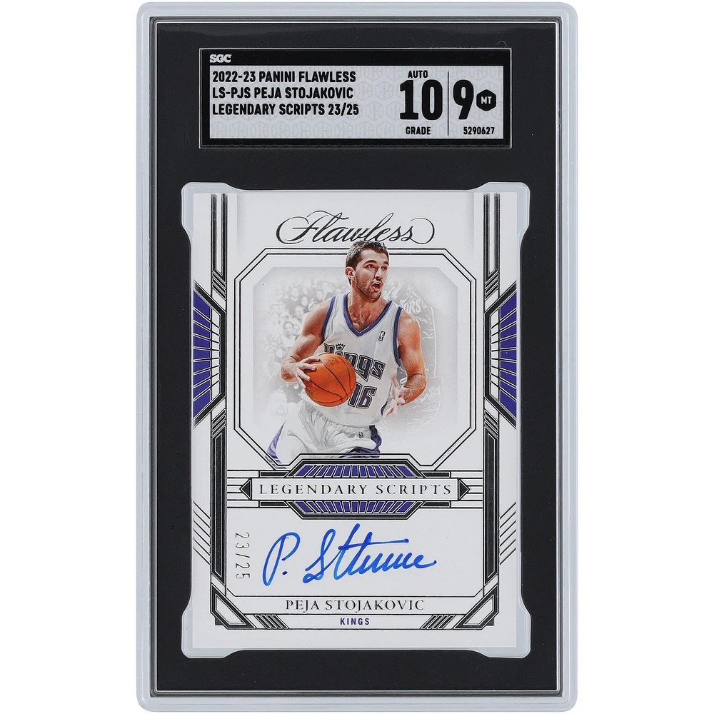 Carte Panini Flawless Legendary #LS-PJS #23/25 SGC authentifiée 9/10 signée Peja Stojakovic Sacramento Kings 2022-23