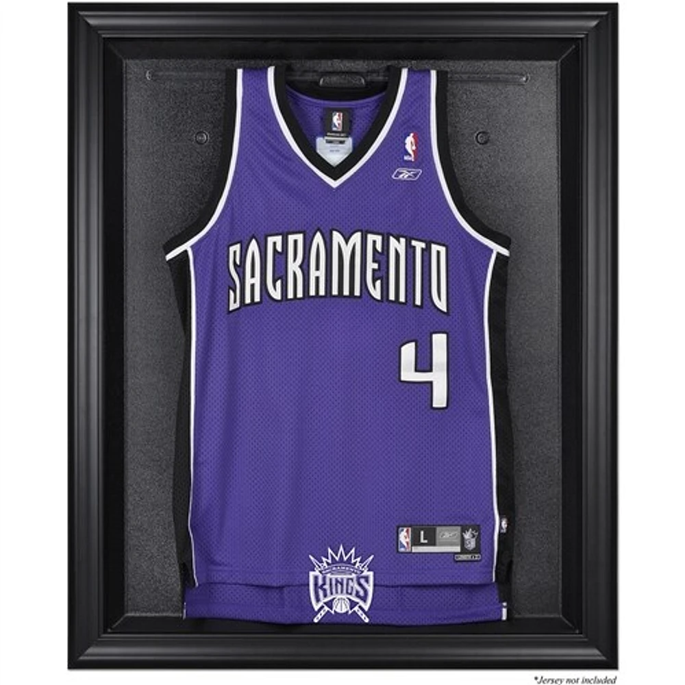 Vitrine de présentation du maillot avec logo de l'équipe Sacramento Kings 1994-2016 en bois dur avec cadre noir