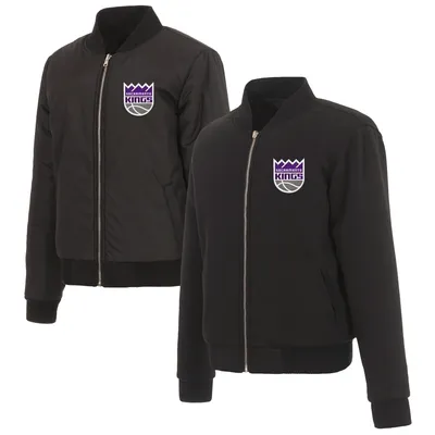 Sacramento Kings JH Design Women's Reversible Jacket with Fleece and Nylon Sides - Black