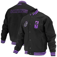 Veste universitaire unisexe FISLL noire Logoman Shadow Collection des Sacramento Kings, entièrement à boutons-pression