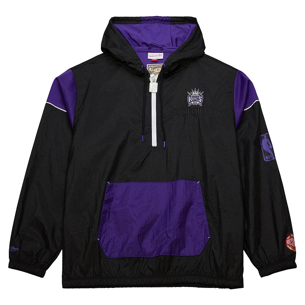 Veste coupe-vent unisexe Mitchell & Ness noire Sacramento Kings Hardwood Classics Team OG 3.0 Anorak à demi-zip