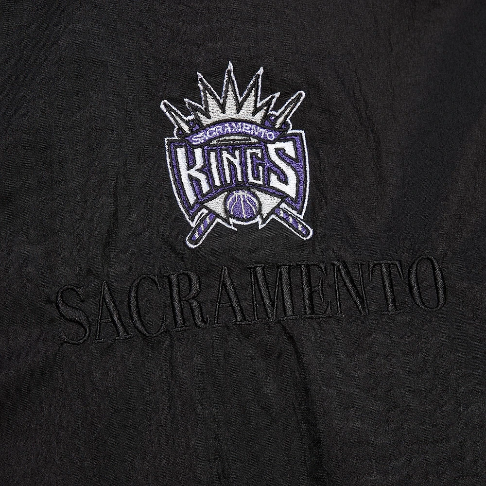 Veste coupe-vent unisexe Mitchell & Ness noire Sacramento Kings Hardwood Classics Team OG 3.0 Anorak à demi-zip