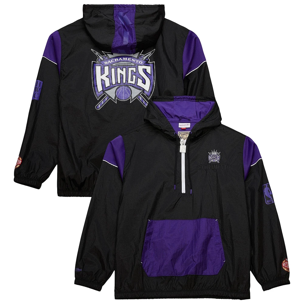 Unisex Mitchell & Ness  Black Sacramento Kings Hardwood Classics Team OG 3.0 Anorak Half-Zip Windbreaker Jacket