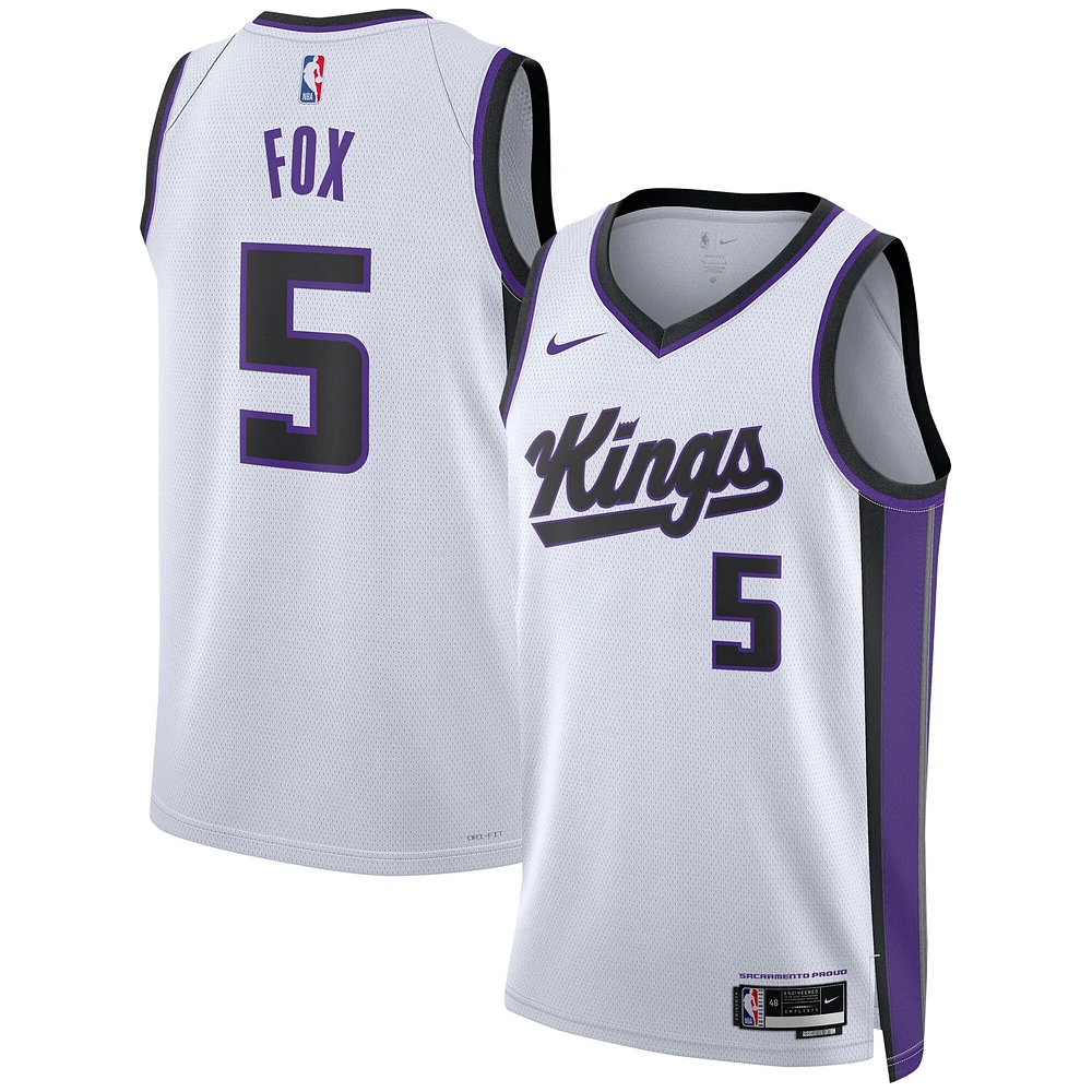 Maillot Nike De'Aaron Fox Swingman blanc unisexe des Sacramento Kings - Édition Association