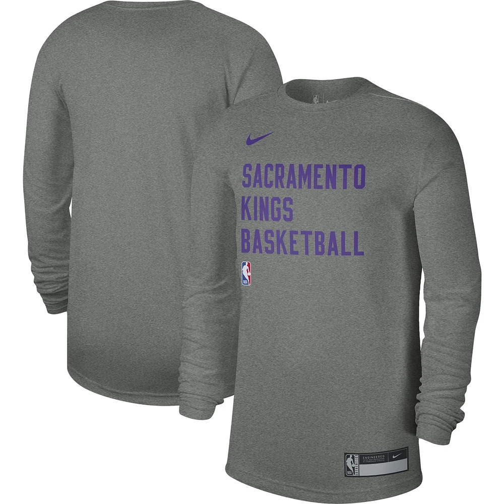 Unisex Nike Heather Gray Sacramento Kings 2023/24 Legend On-Court Practice Long Sleeve T-Shirt