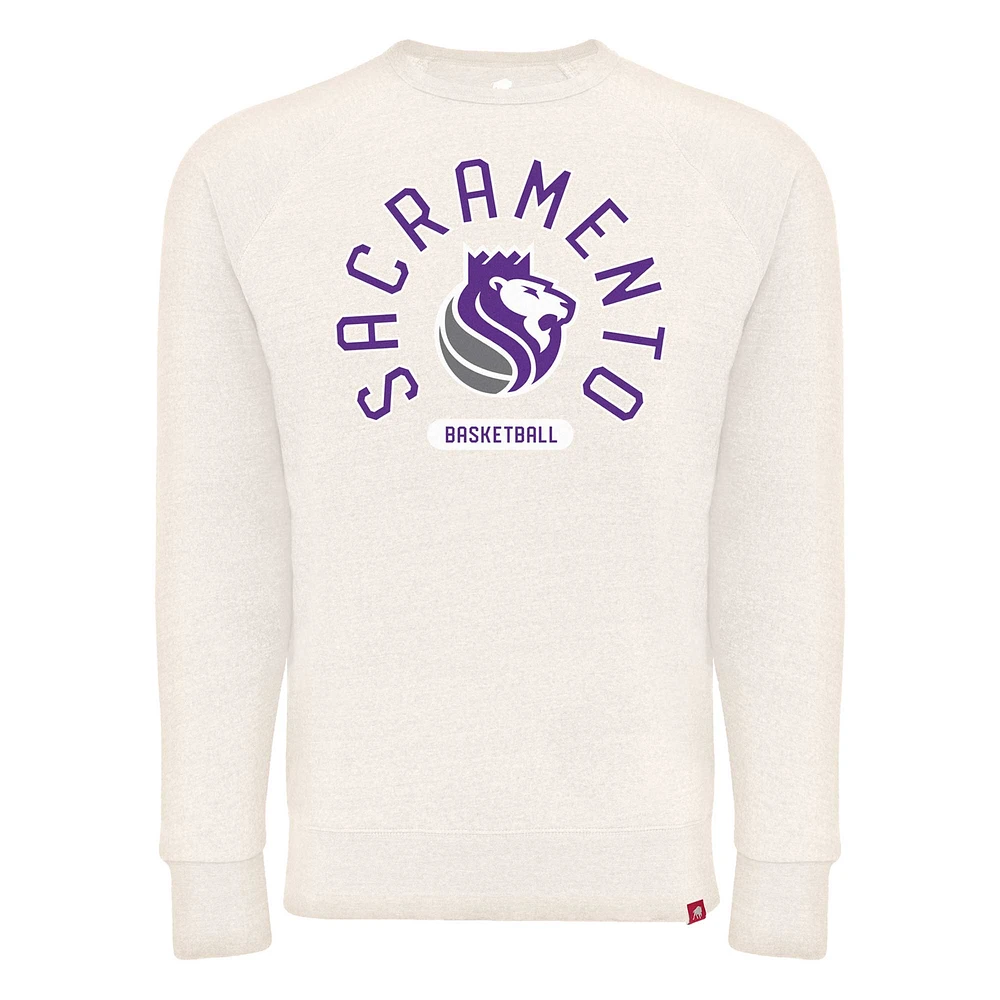 Sweat-shirt unisexe Sportiqe Cream Sacramento Kings Harmon super doux à trois mélanges raglan