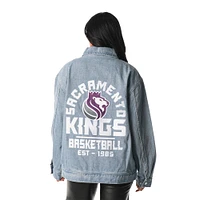 Veste en jean unisexe à fermeture éclair intégrale Sacramento Kings de The Wild Collective, bleu