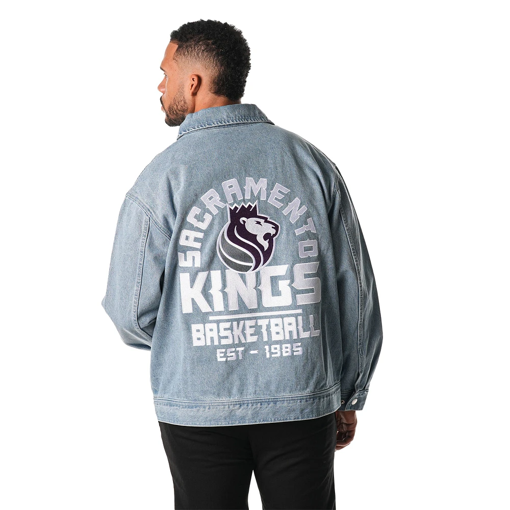 Veste en jean unisexe à fermeture éclair intégrale Sacramento Kings de The Wild Collective, bleu