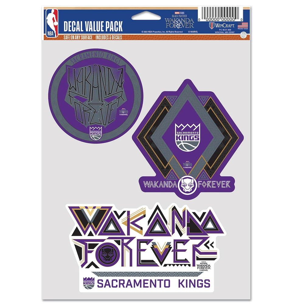 WinCraft Sacramento Kings Lot de trois autocollants pour ventilateur Black Panther 2