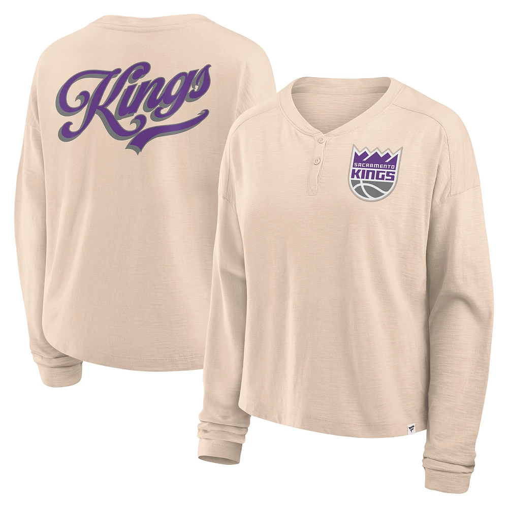 T-shirt à manches longues tendance pour femme Fanatics Natural Sacramento Kings Boxed Out Drop