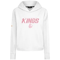 Sweat à capuche court trois mélanges floraux blanc pour femme Levelwear Sacramento Kings, motif fête des mères