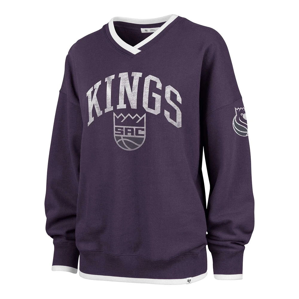 Women's '47  Purple Sacramento Kings Rise Wax Pack Daze '80s Oversize Pullover Sweatshirt