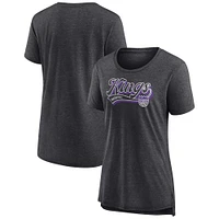 Women's Fanatics Heather Charcoal Sacramento Kings League Leader Tri-Blend T-Shirt