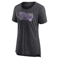 Women's Fanatics Heather Charcoal Sacramento Kings League Leader Tri-Blend T-Shirt