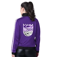 Veste de survêtement zippée entièrement en paillettes G-III 4Her by Carl Banks pour femme, noire/violette, Sacramento Kings Rebel