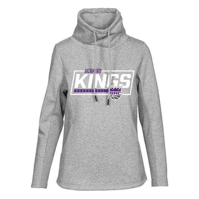 Women's Antigua Heather Gray/Black Los Angeles Kings Victory Raglan Pullover Hoodie Size: Medium