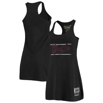 Sacramento Kings Mitchell & Ness Women's Tri-Blend Hardwood Classics Racerback Tank Dress - Heathered Black