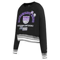 Women's Pro Standard Black Sacramento Kings Area Code Cropped Pullover Sweatshirt