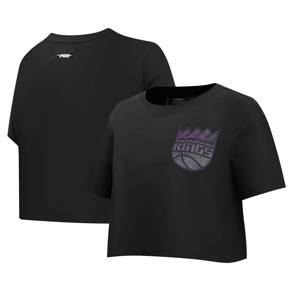 T-shirt court et boxy noir Pro Standard Sacramento Kings Jewels pour femme