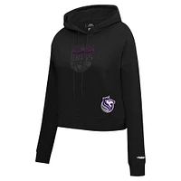 Women's Pro Standard Black Sacramento Kings Jewels Cropped Pullover Hoodie