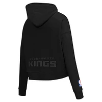 Women's Pro Standard Black Sacramento Kings Jewels Cropped Pullover Hoodie