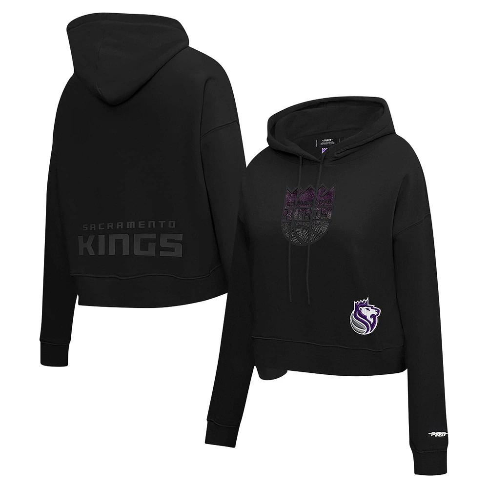 Women's Pro Standard Black Sacramento Kings Jewels Cropped Pullover Hoodie