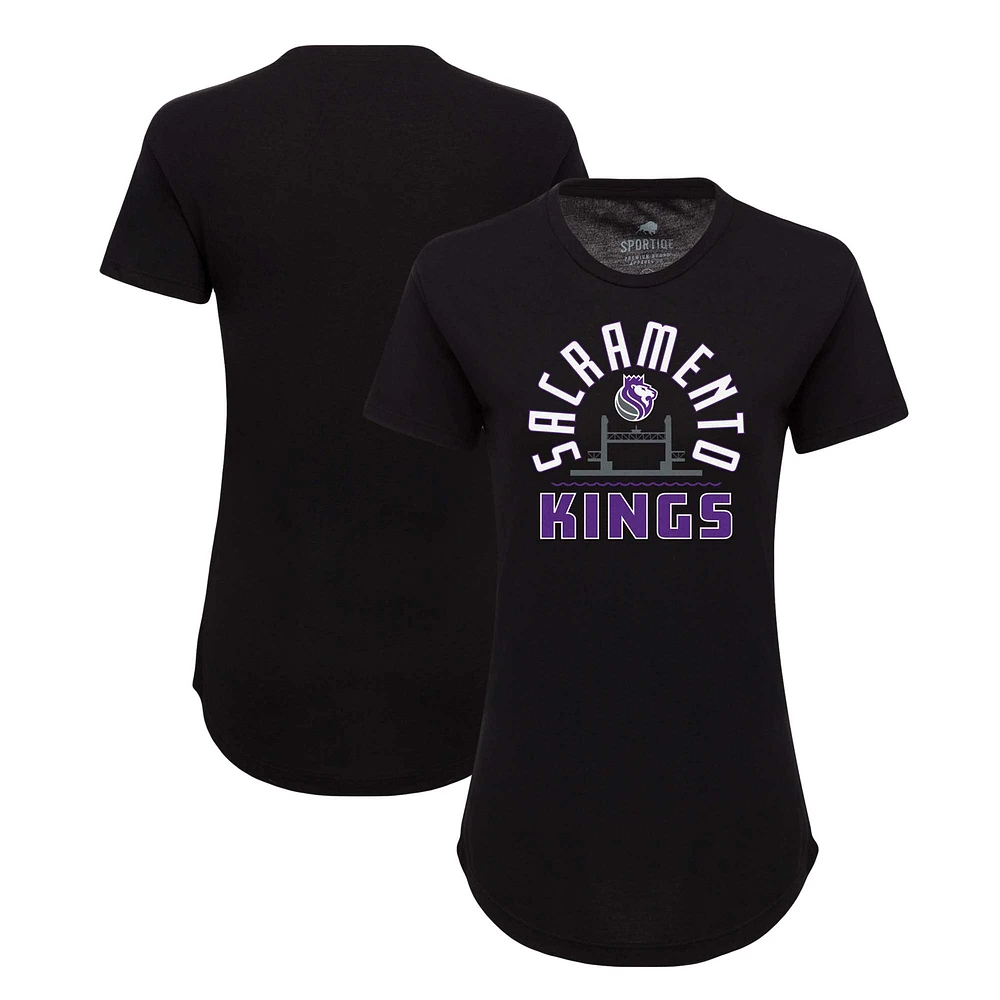 Women's Sportiqe Black Sacramento Kings Phoebe Super Soft Tri-Blend T-Shirt