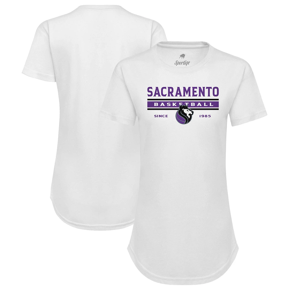 Women's Sportiqe White Sacramento Kings Origins Phoebe Tri-Blend T-Shirt