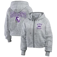 Women's WEAR by Erin Andrews Heather Gray Sacramento Kings Speckled Radiator Full-Zip Hoodie