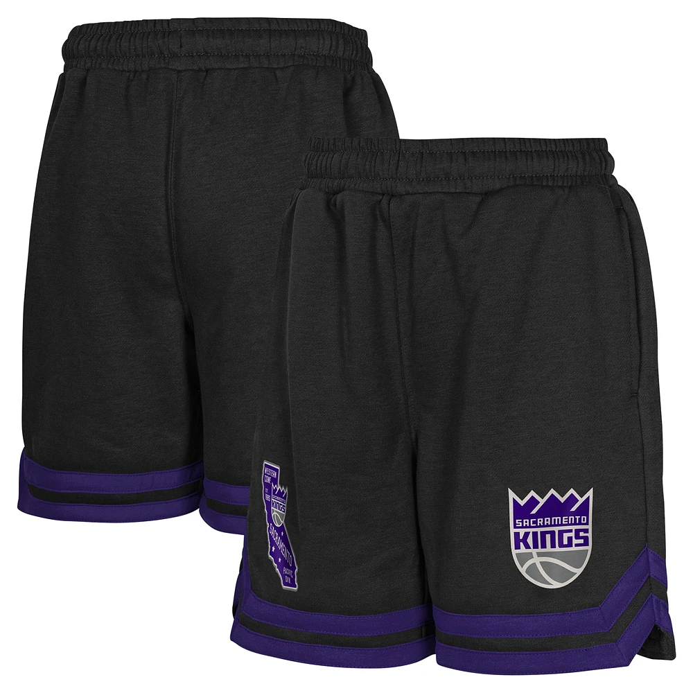 Short en molleton Teardrop noir pour jeunes Sacramento Kings