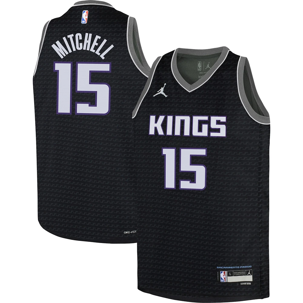 Jordan Brand Davion Mitchell Maillot Swingman Sacramento Kings Noir pour Jeunes - Statement Edition