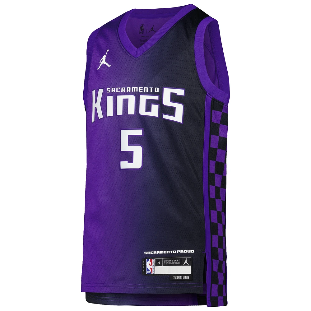 Youth Jordan Brand De'Aaron Fox Purple Sacramento Kings Swingman Jersey - Statement Edition