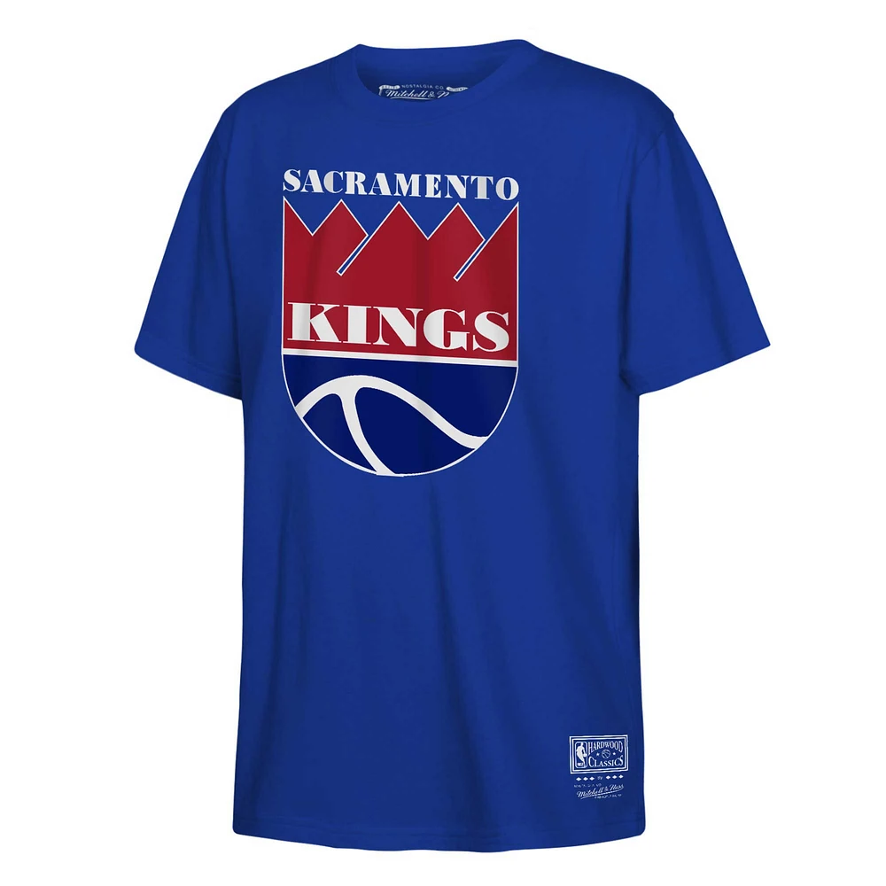 T-shirt bleu avec logo rétro Mitchell & Ness pour jeunes des Sacramento Kings Hardwood Classics