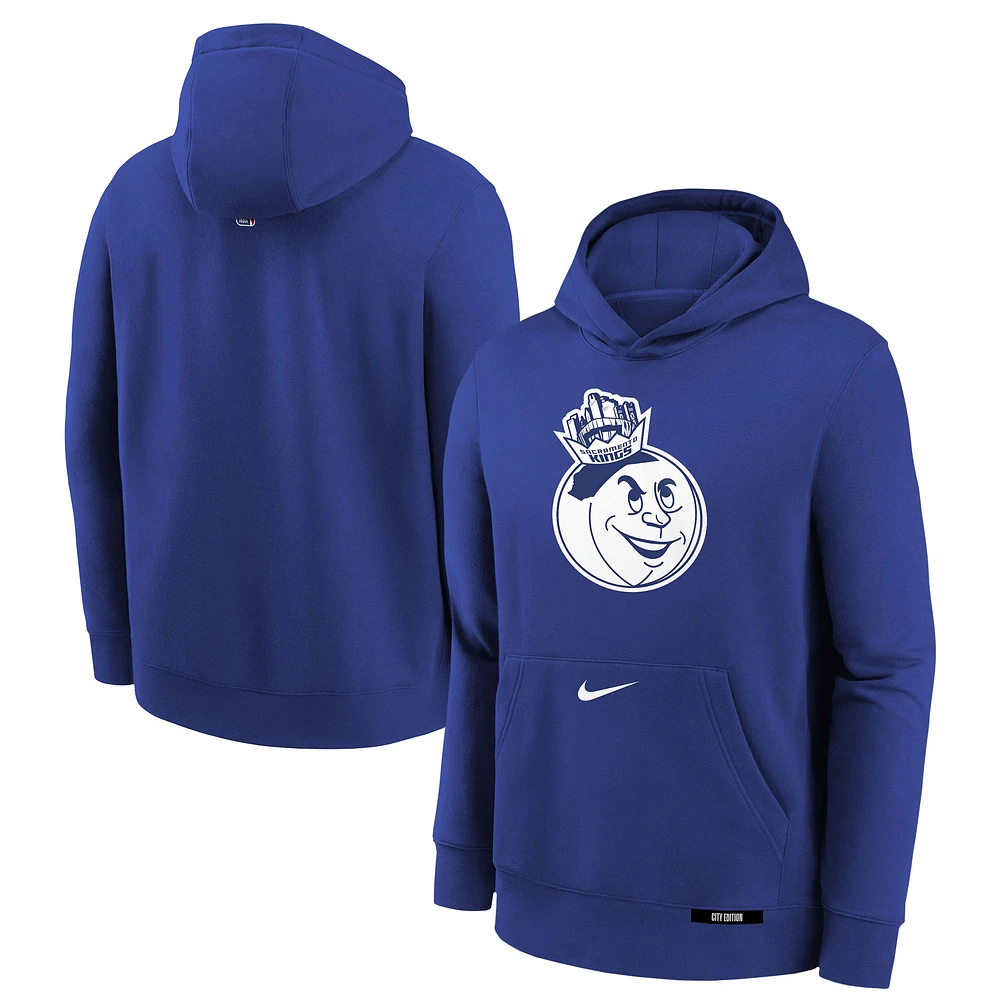 Youth Nike  Blue Sacramento Kings 2024/25 City Edition Club Fleece Pullover Hoodie