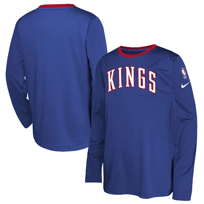 Youth Nike  Blue Sacramento Kings 2024/25 City Edition Pregame Performance Long Sleeve Shooting T-Shirt