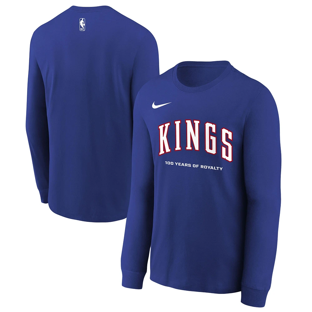 T-shirt Nike bleu à manches longues pour jeunes Sacramento Kings City Edition 2024/25 avec logo Performance