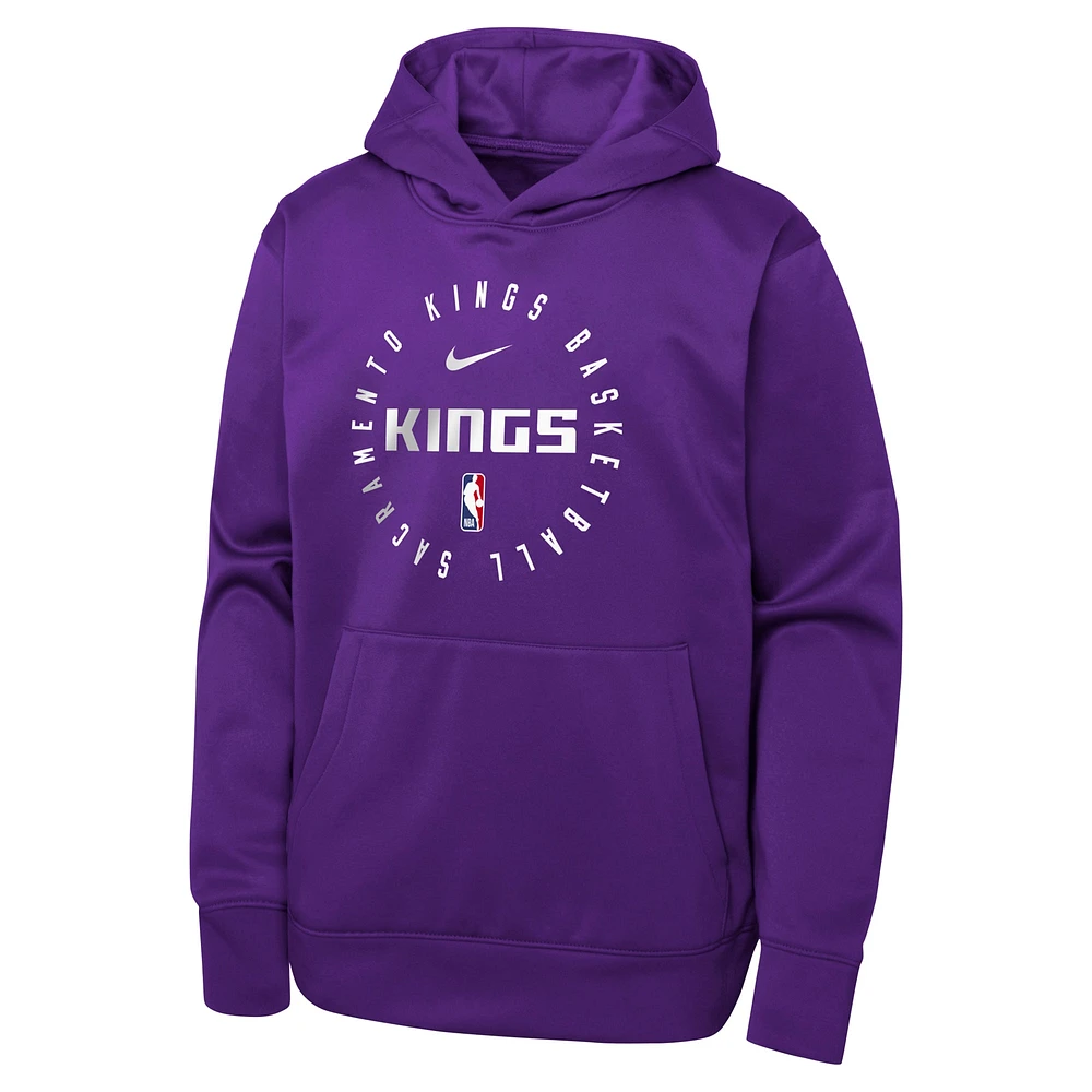 Youth Nike Purple Sacramento Kings Performance Practice Spotlight Pullover Hoodie