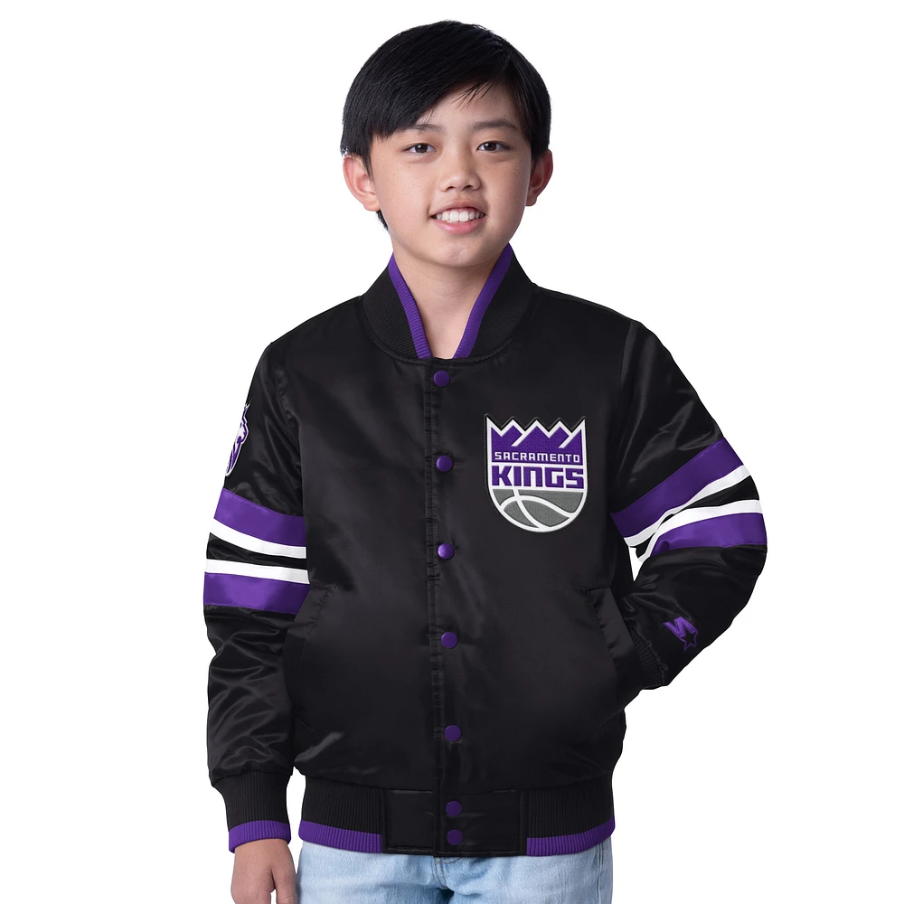 Veste noire à boutons-pression pour jeunes Scout Varsity des Sacramento Kings