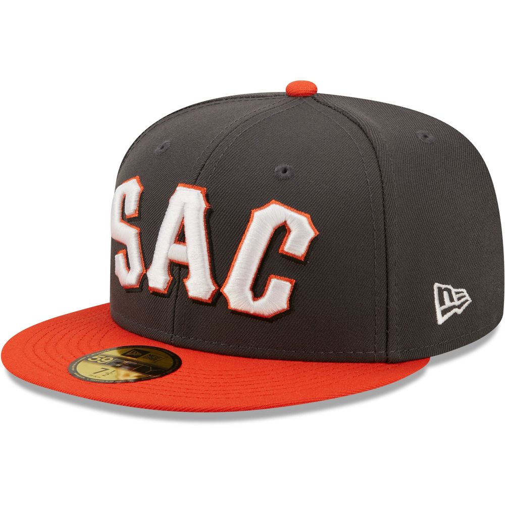 Men's New Era Charcoal Sacramento River Cats Authentic Collection 59FIFTY Fitted Hat